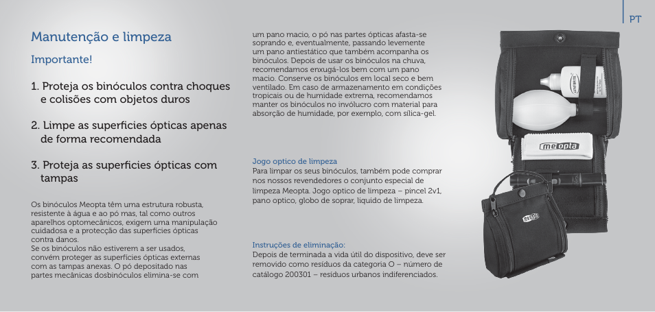 Manutenção e limpeza | Meopta 8x56 MeoPro HD Binoculars User Manual | Page 38 / 45