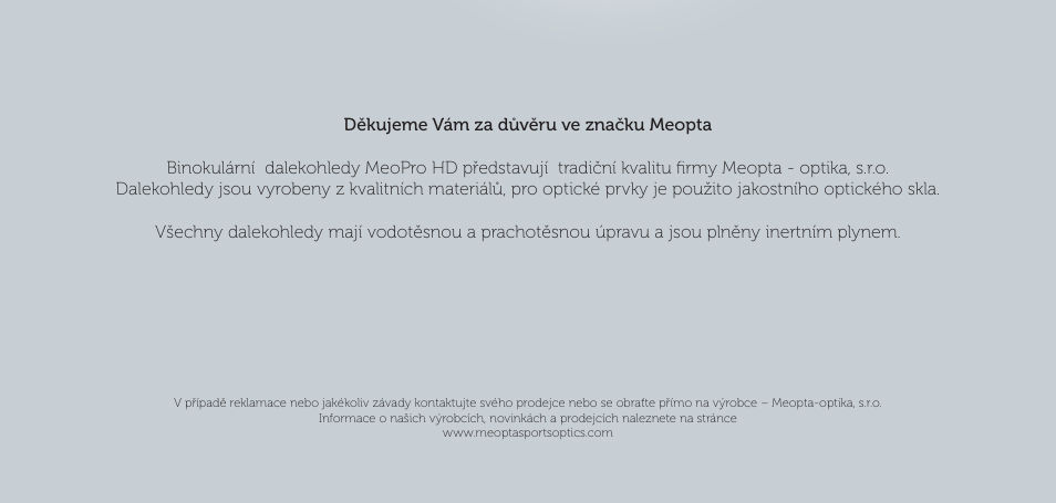 Meopta 8x56 MeoPro HD Binoculars User Manual | Page 4 / 45