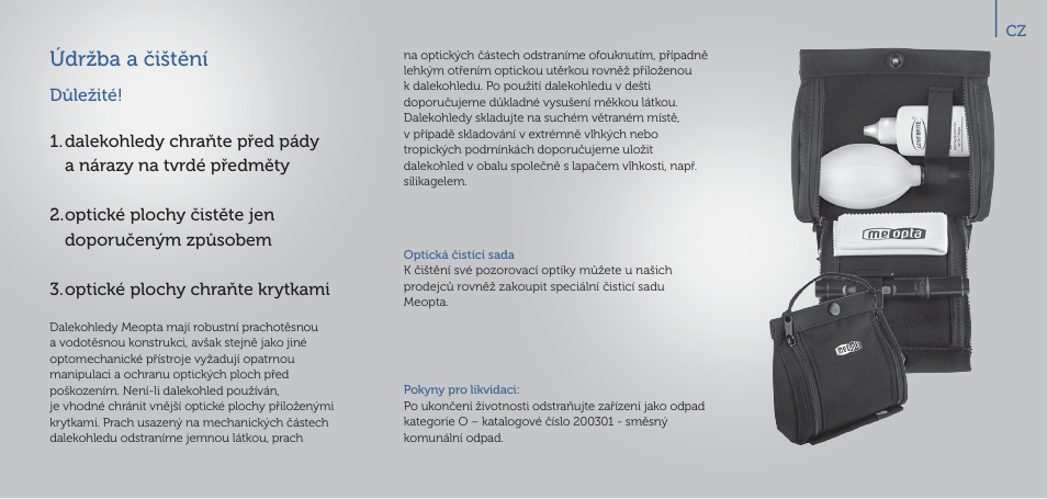 Údržba a čištění | Meopta 8x56 MeoPro HD Binoculars User Manual | Page 8 / 45