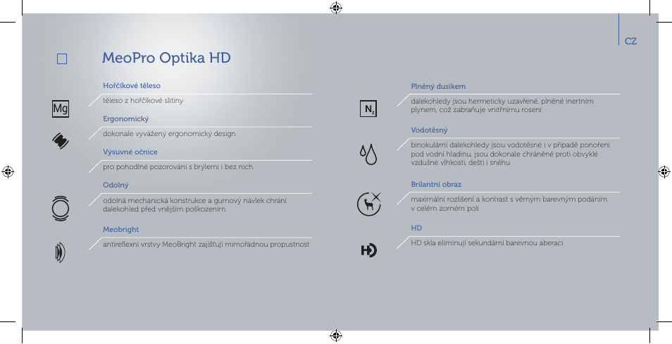 Meopro optika hd | Meopta 8x42 Optika HD Binoculars User Manual | Page 3 / 40