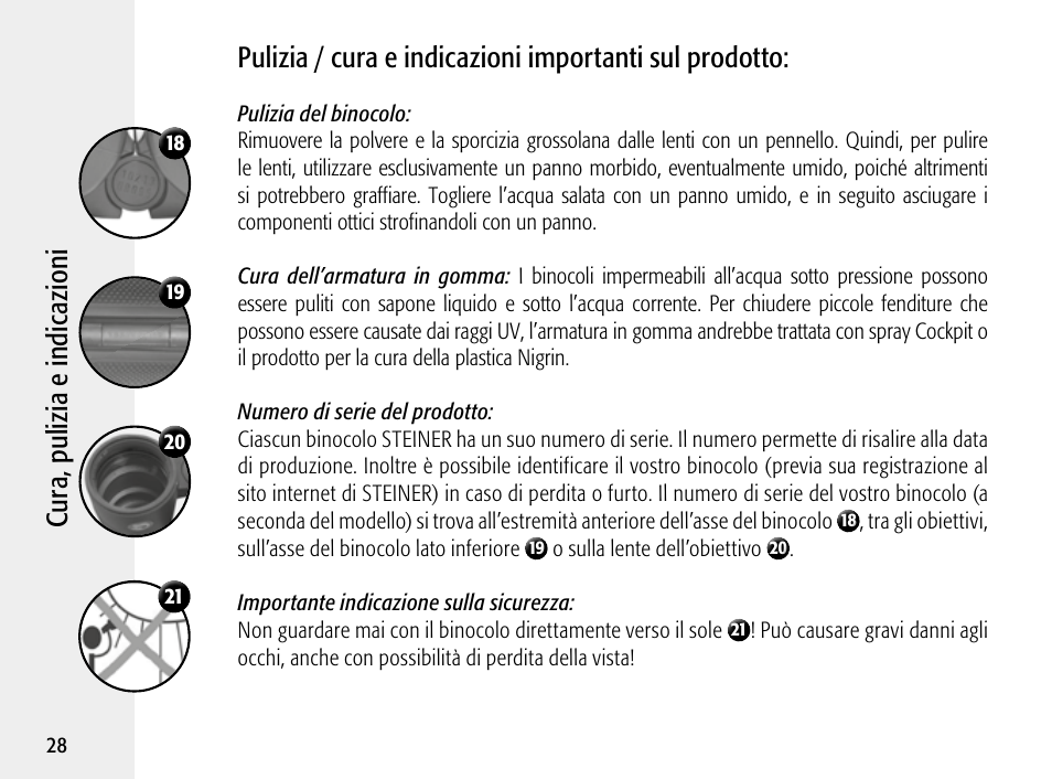 Cur a, p ul iz ia e in di ca zi on i | Steiner Optik 8x30 Military/Marine Binoculars User Manual | Page 30 / 46