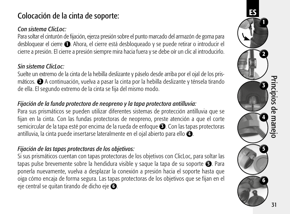 Colocación de la cinta de soporte | Steiner Optik 8x30 Military/Marine Binoculars User Manual | Page 33 / 46