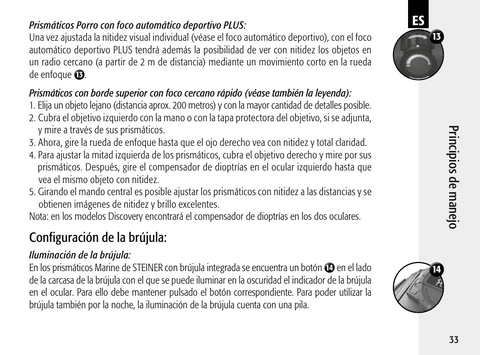 Configuración de la brújula | Steiner Optik 8x30 Military/Marine Binoculars User Manual | Page 35 / 46