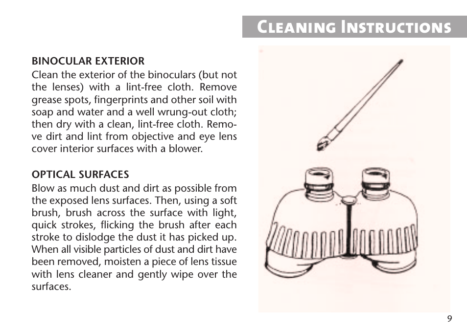 Cleaning instructions | Steiner Optik 15x80 M1580c Military Binoculars (Compass) User Manual | Page 9 / 16