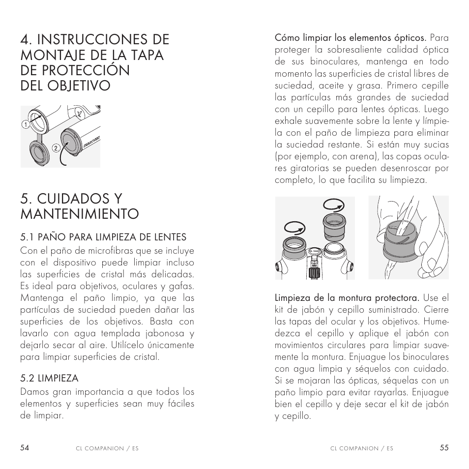 Cuidados y mantenimiento | Swarovski Optik 8x30 CL Companion Binocular (Anthracite, Wild Nature Accessories Package) User Manual | Page 28 / 63