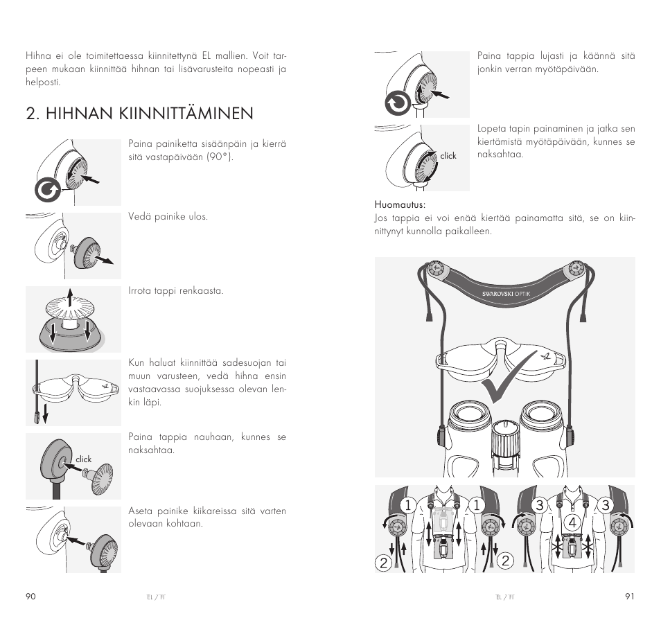 Hihnan kiinnittäminen | Swarovski Optik 10x42 EL Binoculars User Manual | Page 46 / 67
