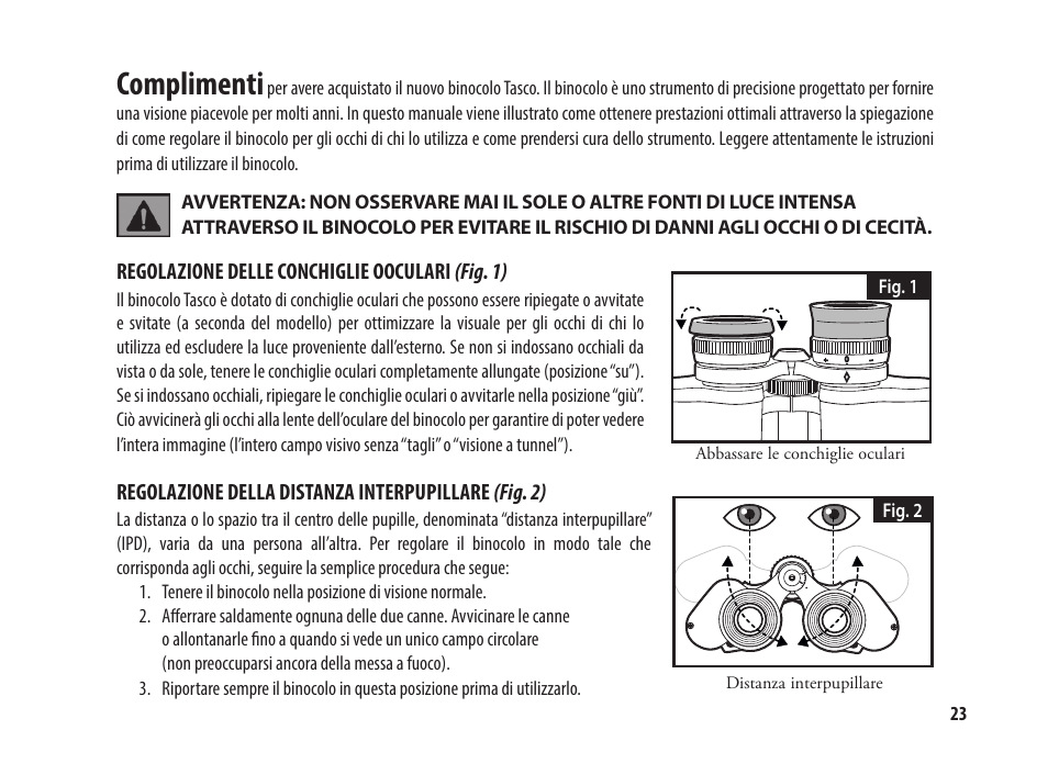 Complimenti | Tasco 8x25 Off Shore Binoculars (Blue) User Manual | Page 23 / 28