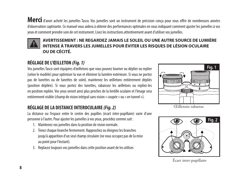 Merci | Tasco 8x25 Off Shore Binoculars (Blue) User Manual | Page 8 / 28