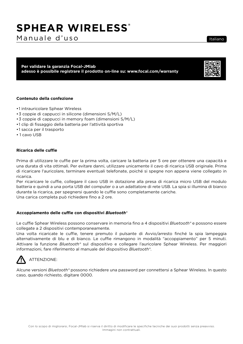 Sphear wireless | Focal Sphear Wireless In-Ear Headphones (Olive) User Manual | Page 16 / 48