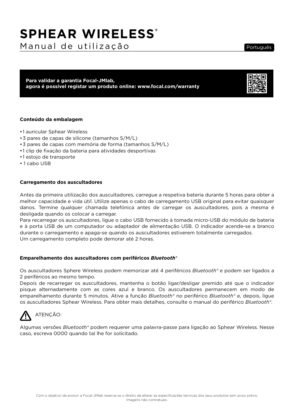 Sphear wireless | Focal Sphear Wireless In-Ear Headphones (Olive) User Manual | Page 22 / 48