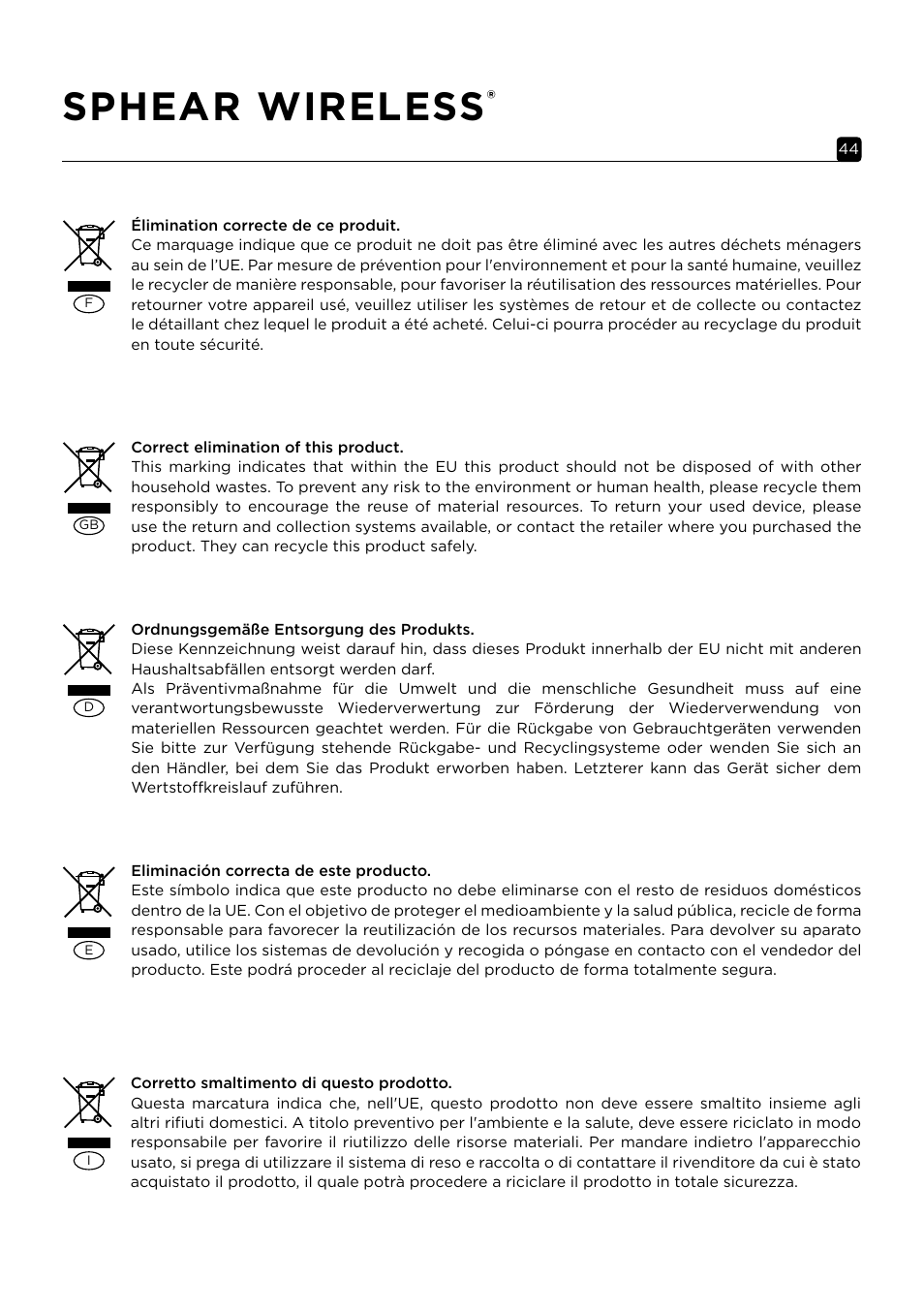 Sphear wireless | Focal Sphear Wireless In-Ear Headphones (Olive) User Manual | Page 44 / 48