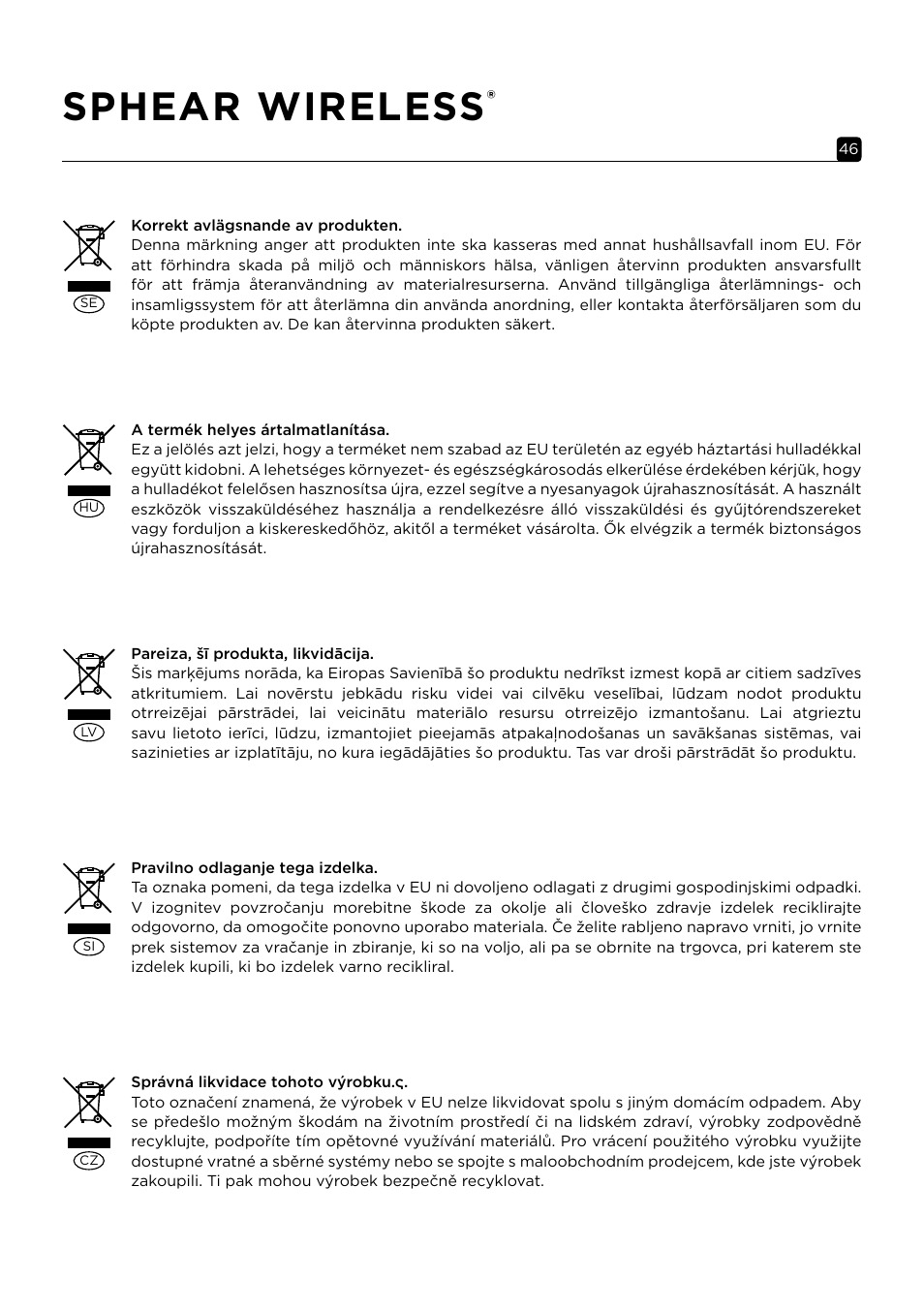 Sphear wireless | Focal Sphear Wireless In-Ear Headphones (Olive) User Manual | Page 46 / 48
