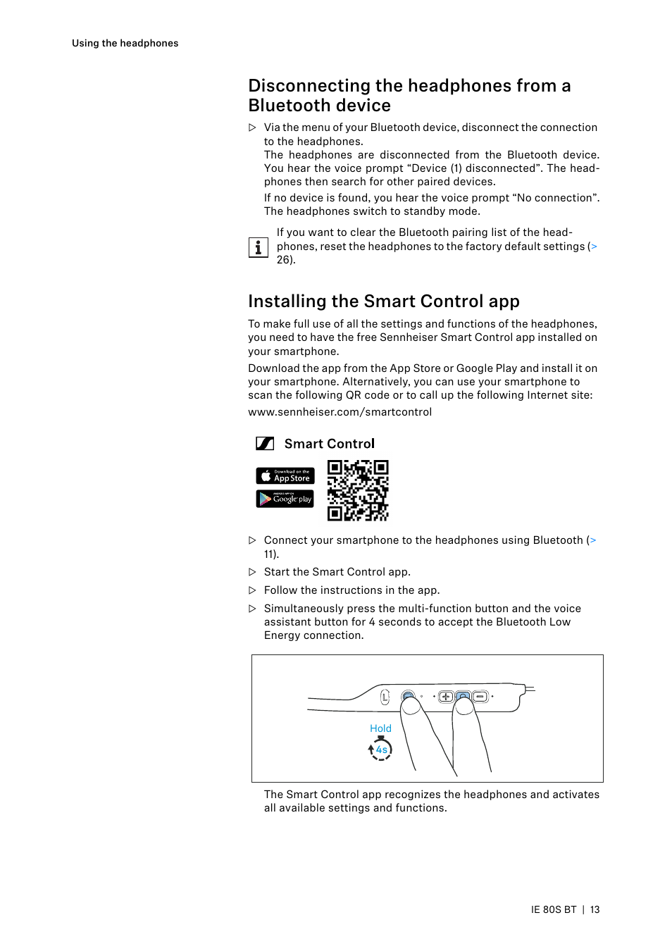 Installing the smart control app | Sennheiser IE 80S BT Wireless Neckband In-Ear Headphones User Manual | Page 13 / 29