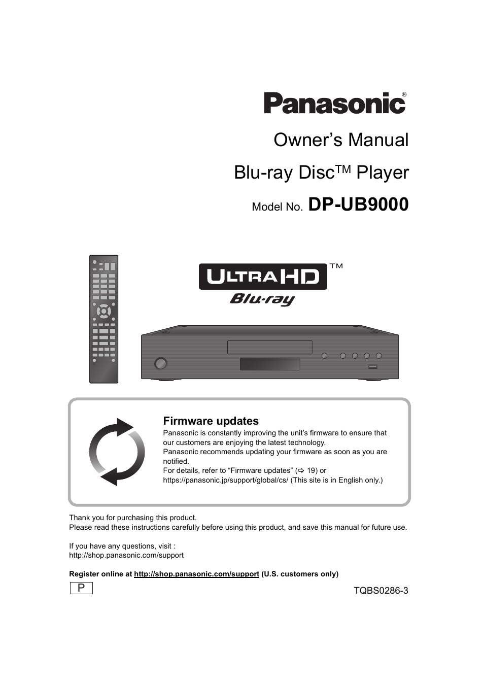 Panasonic DP-UB9000 HDR UHD 4K Multi-Region Network Blu-ray Disc Player User Manual | 51 pages