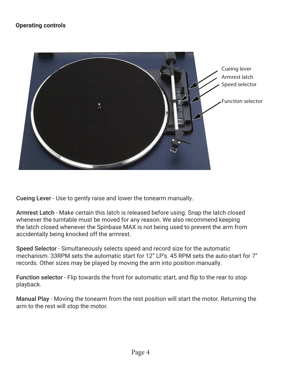 Page 4 | Andover Audio SpinBase Max Turntable Speaker with Two-Way Bluetooth (Black) User Manual | Page 4 / 12