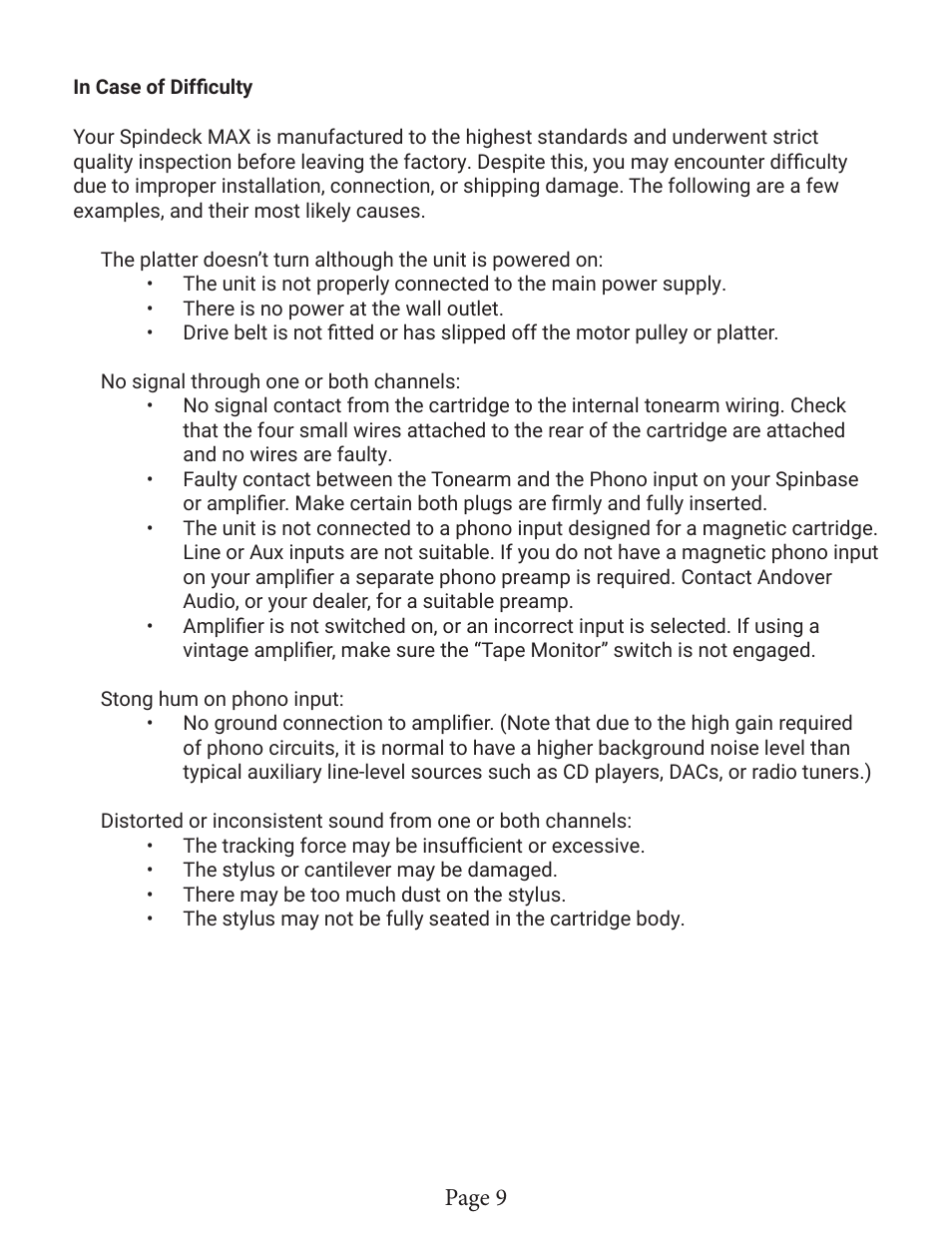 Page 9 | Andover Audio SpinBase Max Turntable Speaker with Two-Way Bluetooth (Black) User Manual | Page 9 / 12