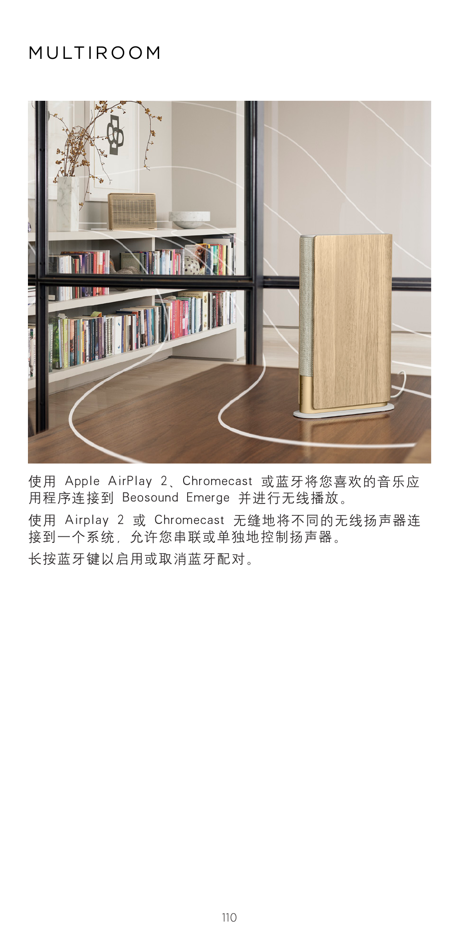 Bang & Olufsen Beosound Emerge Compact Wi-Fi Home Speaker (Gold Tone Light Oak) User Manual | Page 110 / 122