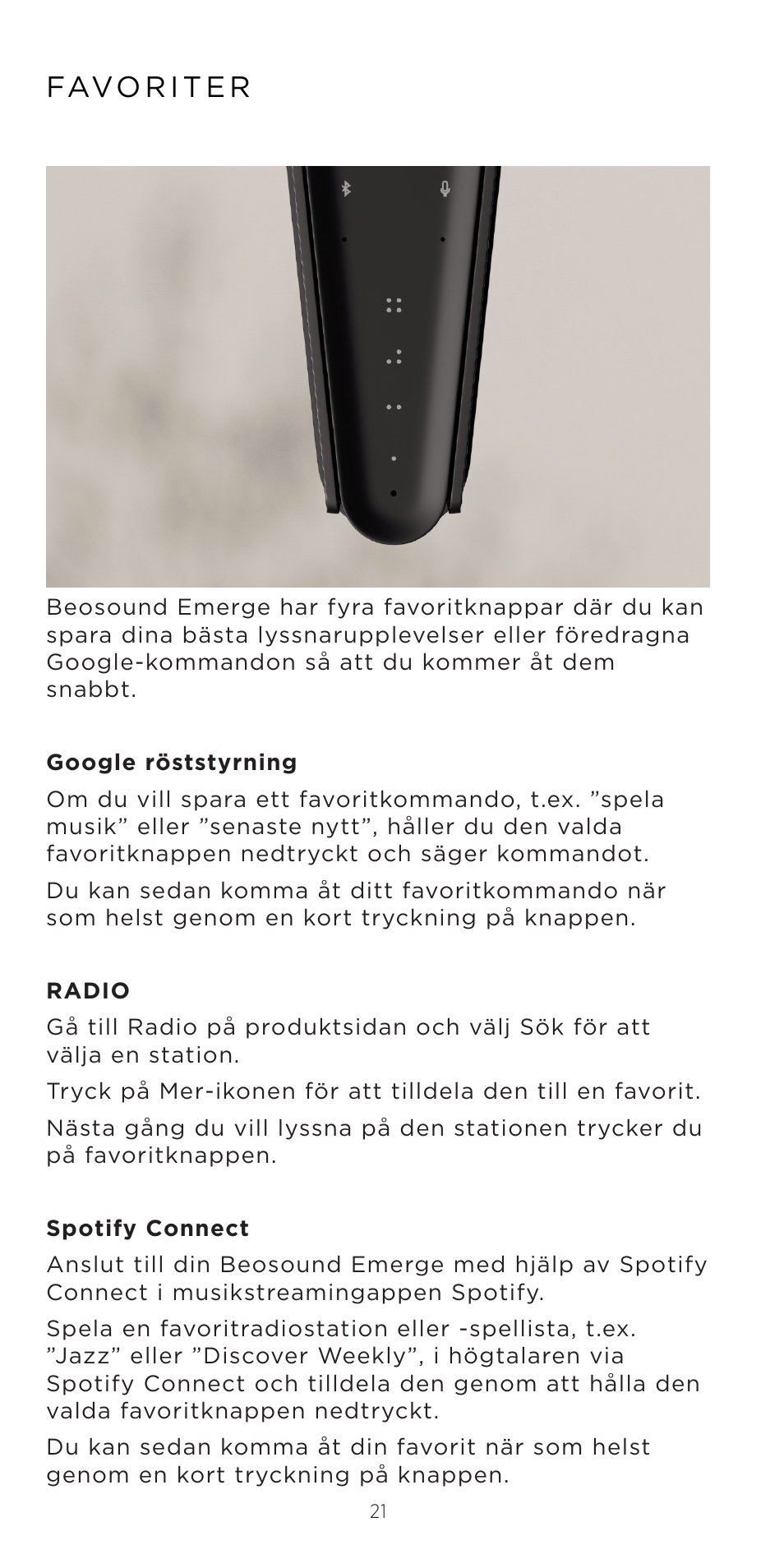 Bang & Olufsen Beosound Emerge Compact Wi-Fi Home Speaker (Gold Tone Light Oak) User Manual | Page 21 / 122