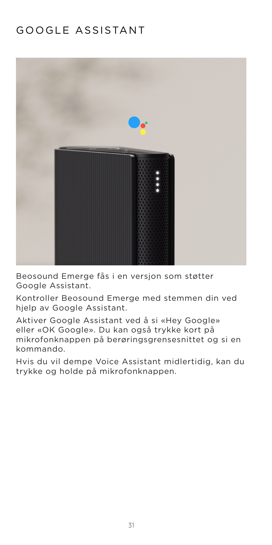 Bang & Olufsen Beosound Emerge Compact Wi-Fi Home Speaker (Gold Tone Light Oak) User Manual | Page 31 / 122