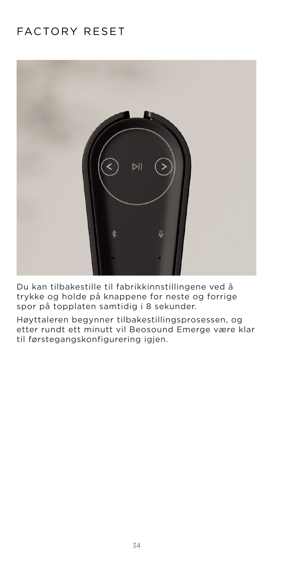 Bang & Olufsen Beosound Emerge Compact Wi-Fi Home Speaker (Gold Tone Light Oak) User Manual | Page 34 / 122