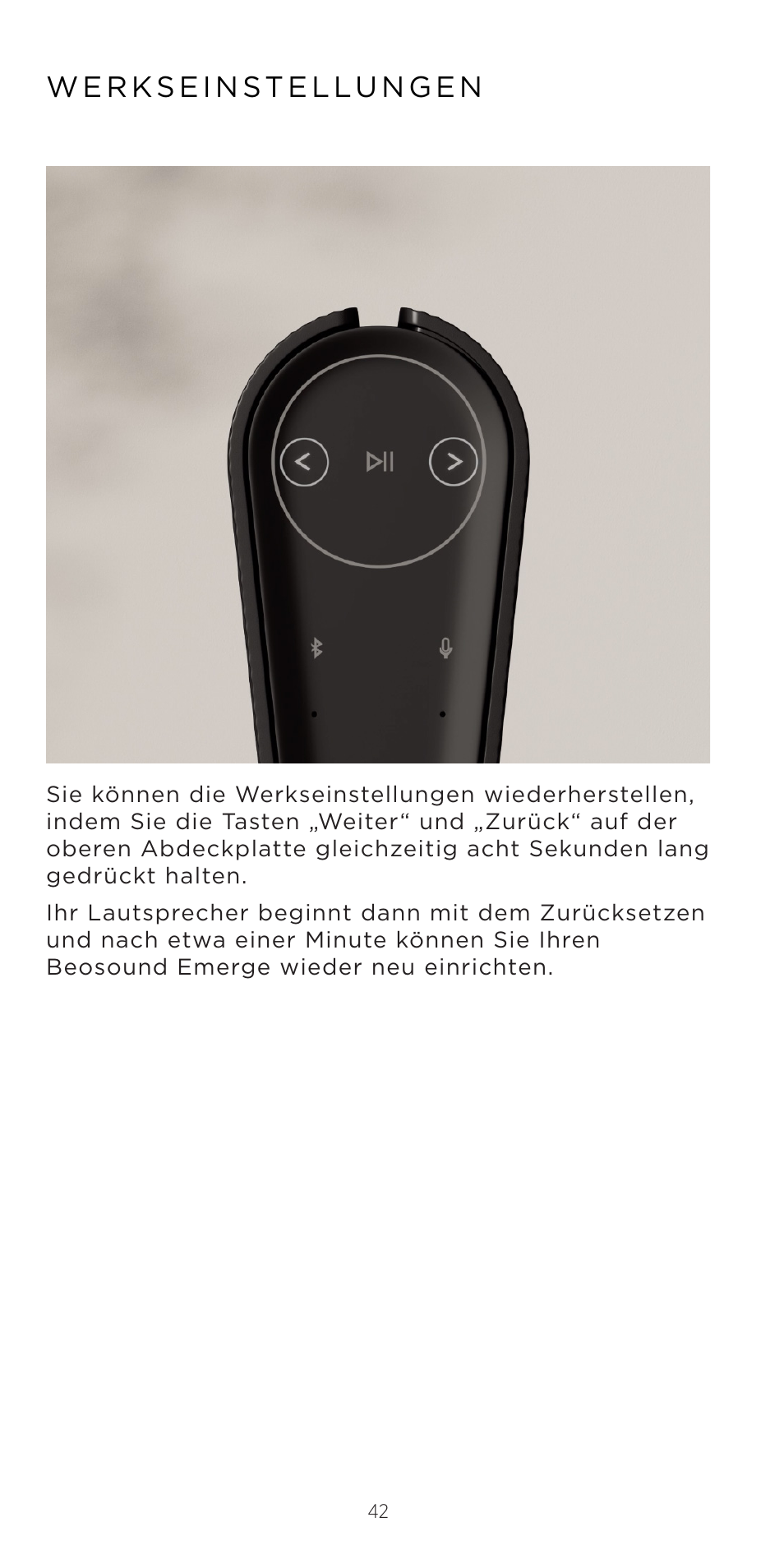 Bang & Olufsen Beosound Emerge Compact Wi-Fi Home Speaker (Gold Tone Light Oak) User Manual | Page 42 / 122