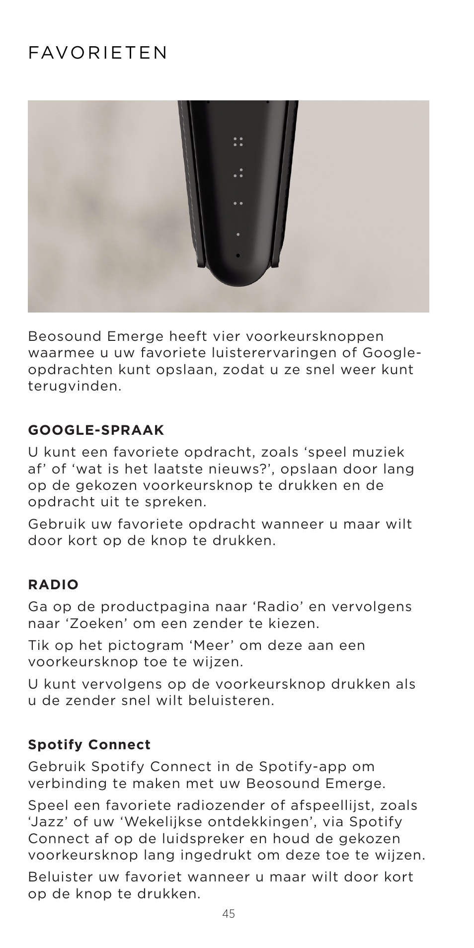 Bang & Olufsen Beosound Emerge Compact Wi-Fi Home Speaker (Gold Tone Light Oak) User Manual | Page 45 / 122