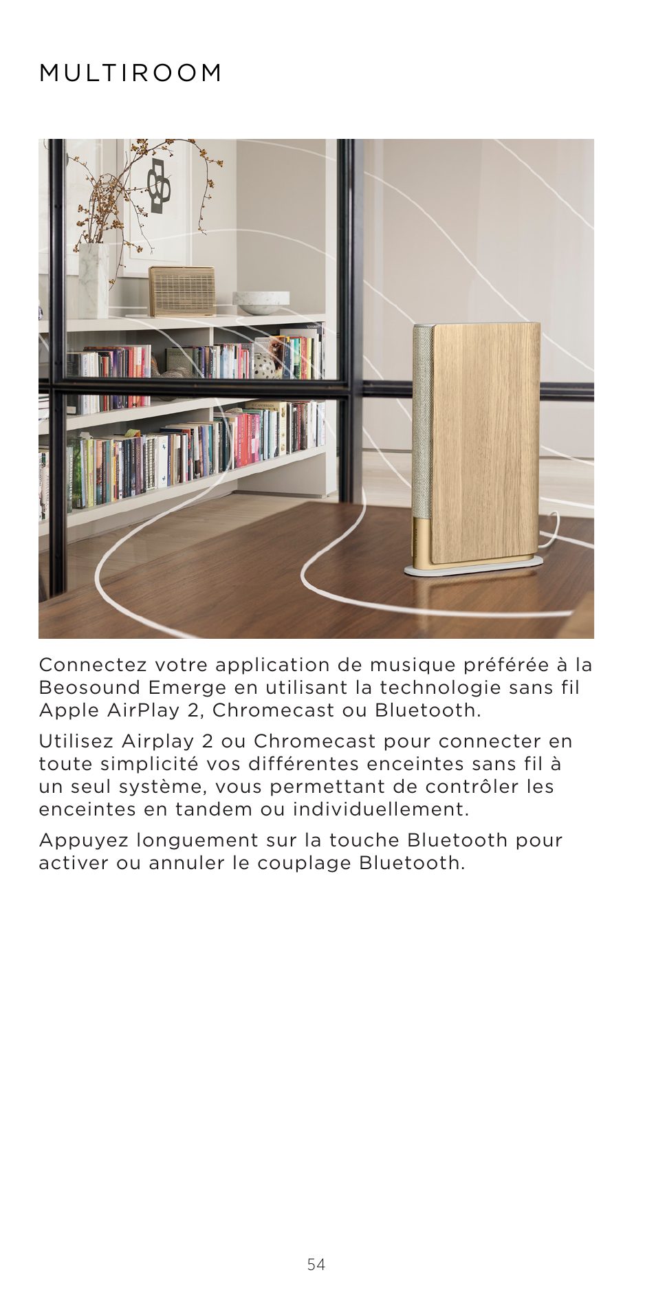 Bang & Olufsen Beosound Emerge Compact Wi-Fi Home Speaker (Gold Tone Light Oak) User Manual | Page 54 / 122