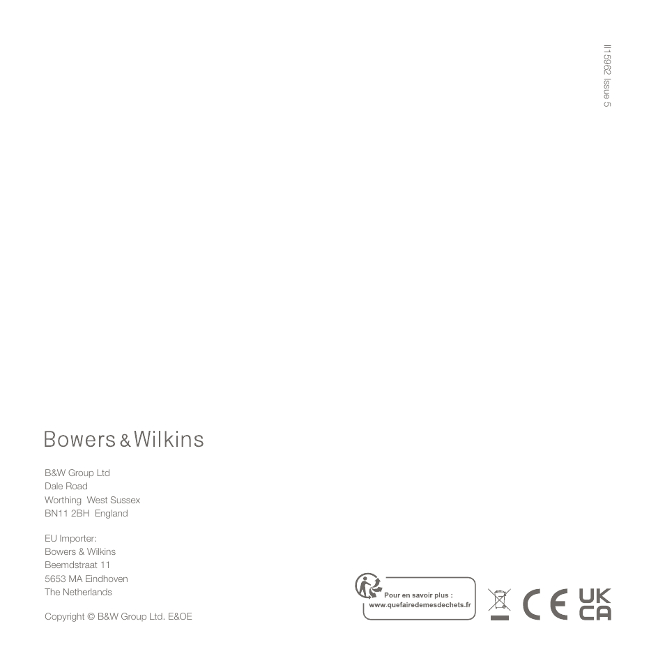 Bowers & Wilkins 707 S3 2-Way Bookshelf Speakers (Gloss Black, Pair) User Manual | Page 11 / 11