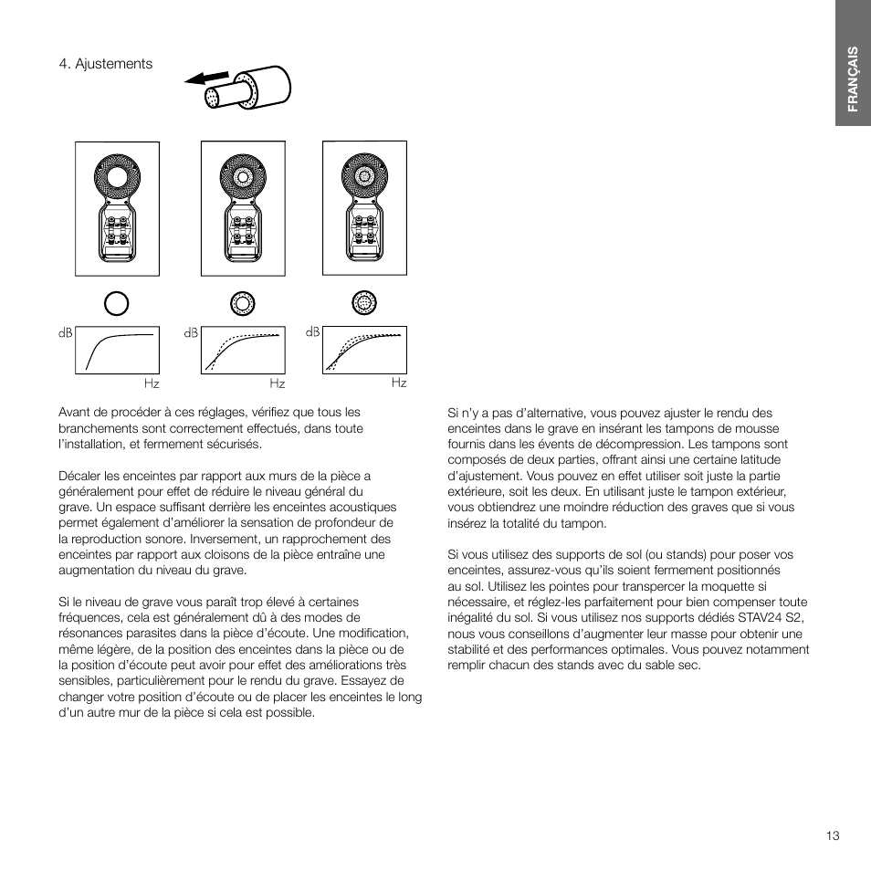 Ajustements, Ajustements 9 | Bowers & Wilkins 607 Anniversary Edition 2-Way Bookshelf Speakers (Matte White, Pair) User Manual | Page 13 / 90
