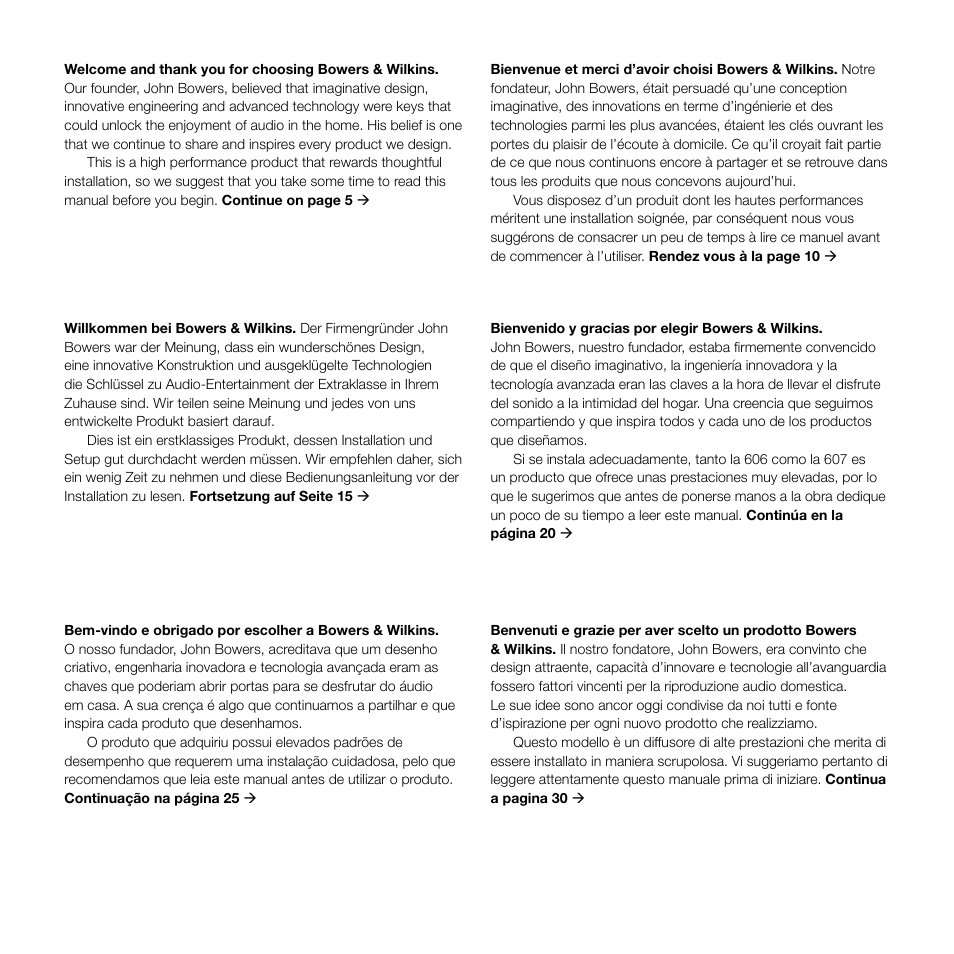 English, Français, Deutsch | Español, Português, Italiano | Bowers & Wilkins 607 Anniversary Edition 2-Way Bookshelf Speakers (Matte White, Pair) User Manual | Page 2 / 90