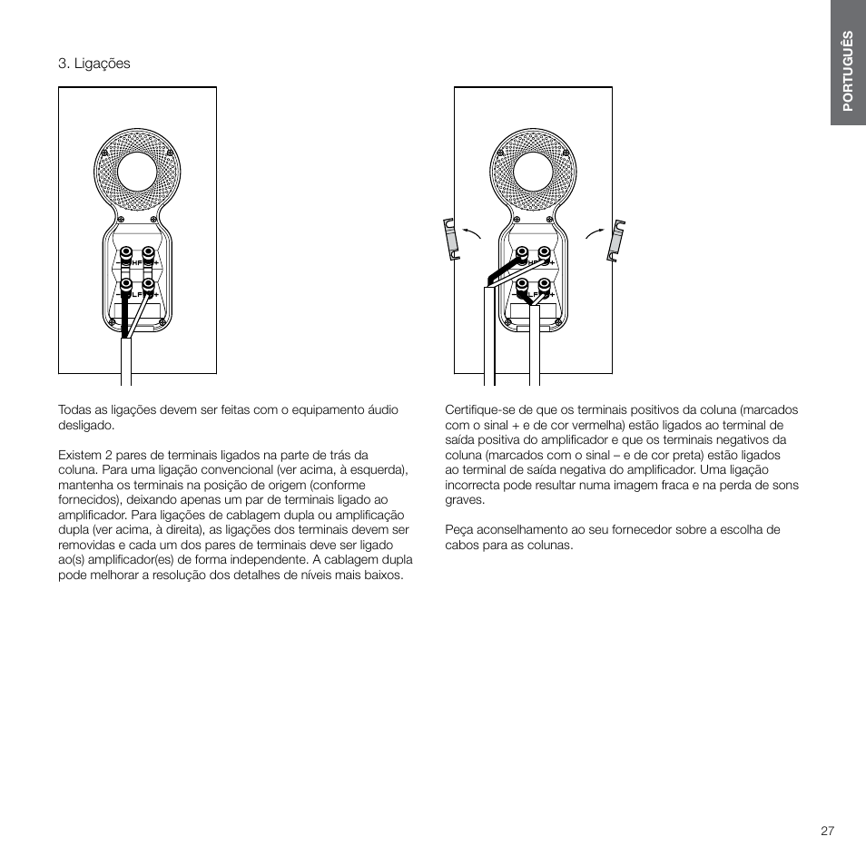 Ligações | Bowers & Wilkins 607 Anniversary Edition 2-Way Bookshelf Speakers (Matte White, Pair) User Manual | Page 27 / 90
