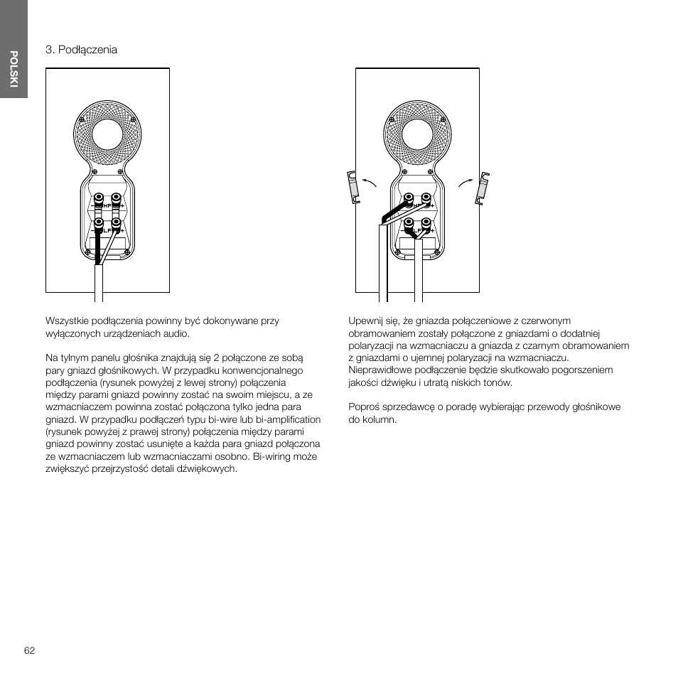 Podłączenia, Podłączenia 8 | Bowers & Wilkins 607 Anniversary Edition 2-Way Bookshelf Speakers (Matte White, Pair) User Manual | Page 62 / 90