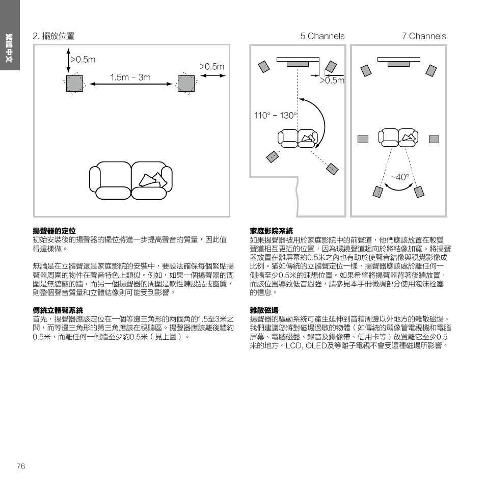 擺放位置 | Bowers & Wilkins 607 Anniversary Edition 2-Way Bookshelf Speakers (Matte White, Pair) User Manual | Page 76 / 90