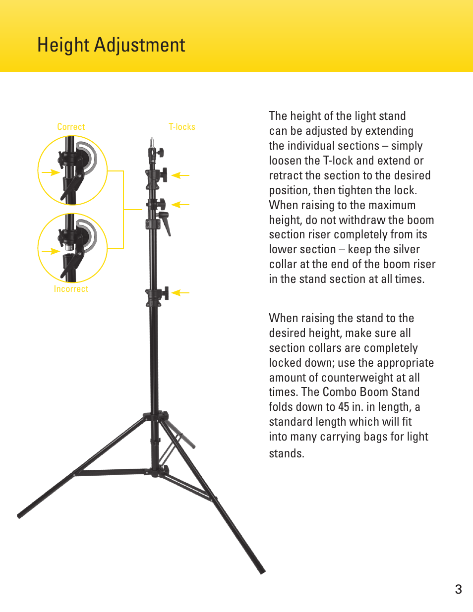 Height adjustment | Impact Combo Boom Stand (12.95') User Manual | Page 3 / 8