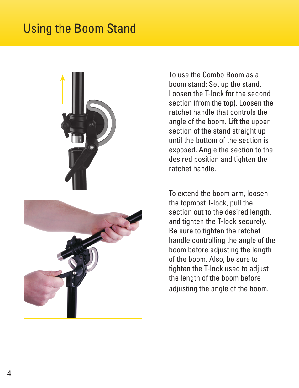 Using the boom stand | Impact Combo Boom Stand (12.95') User Manual | Page 4 / 8