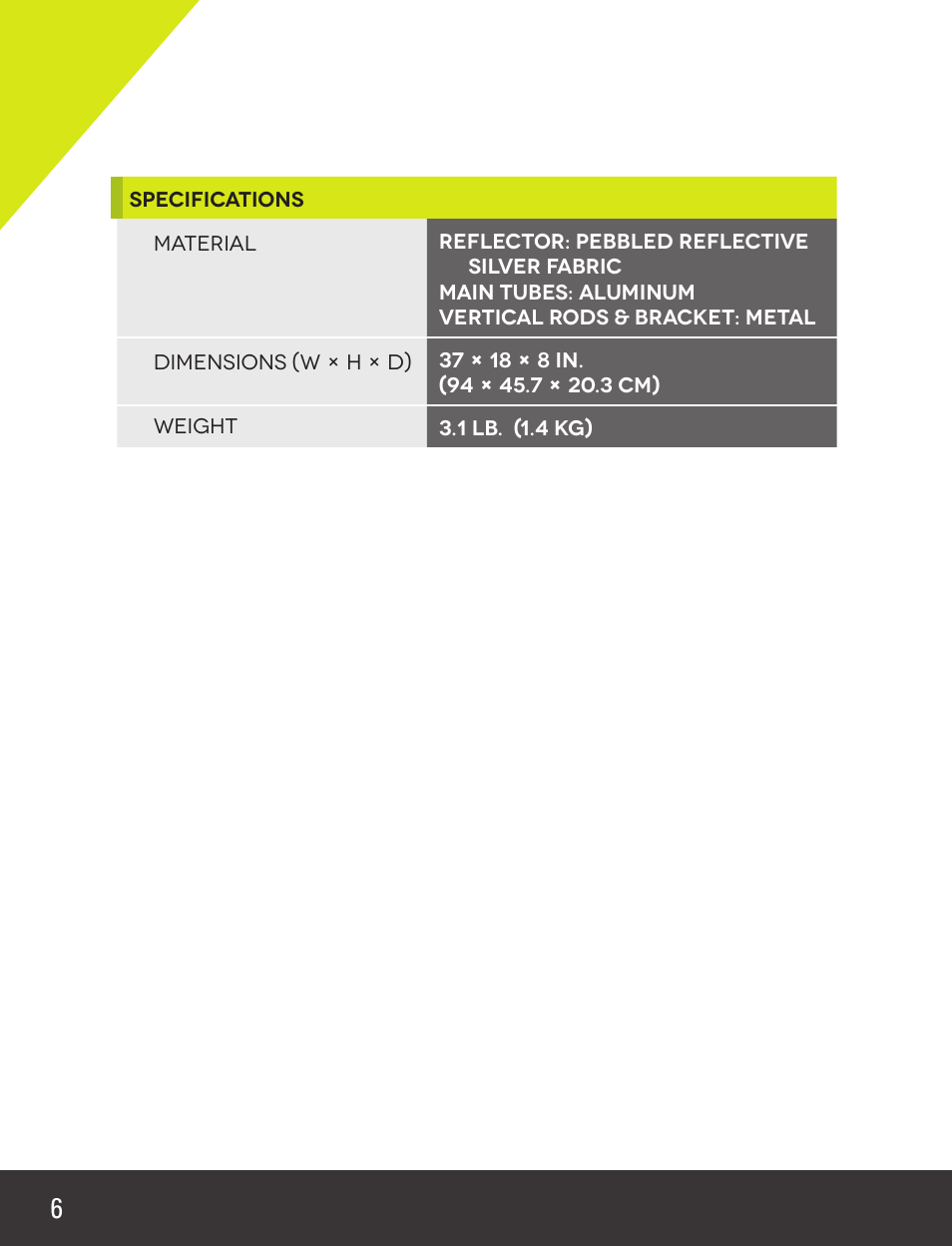Angler Mini CatchLight Reflector V2 (18 x 37") User Manual | Page 6 / 8