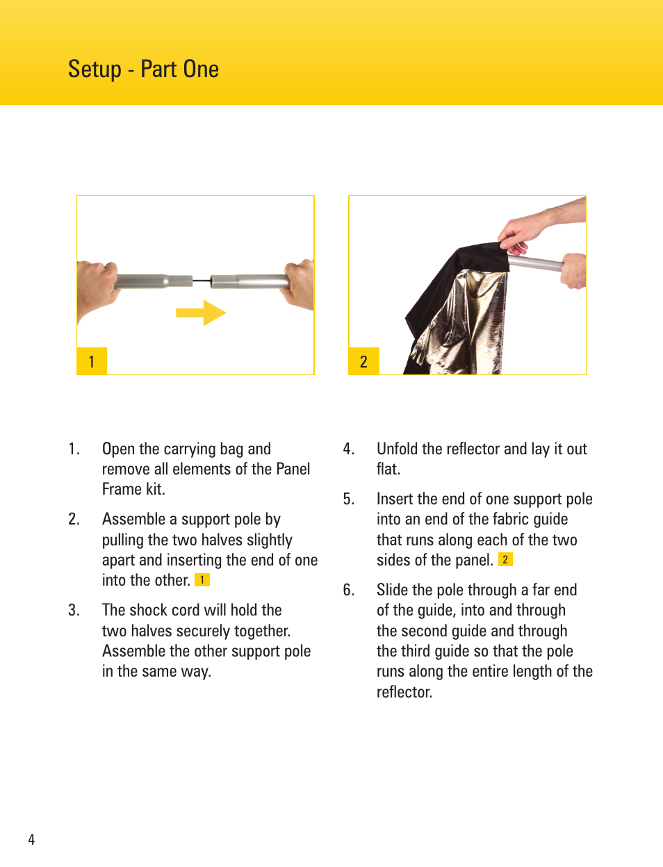 Setup - part one | Impact Panel Frame Reflector Kit - Zebra Gold / Zebra Silver (59 x 82") User Manual | Page 4 / 8