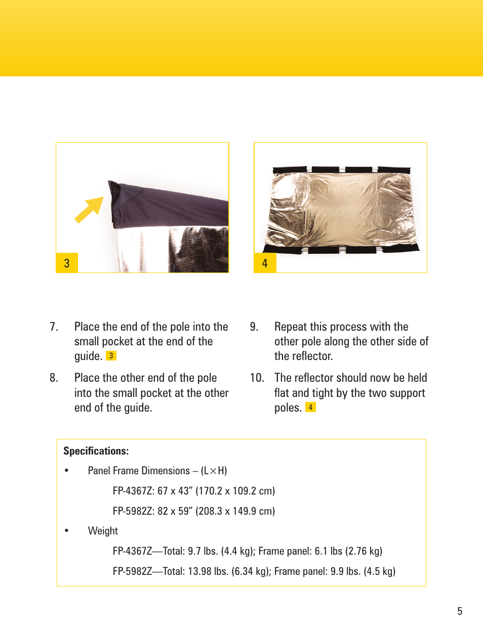 Impact Panel Frame Reflector Kit - Zebra Gold / Zebra Silver (59 x 82") User Manual | Page 5 / 8