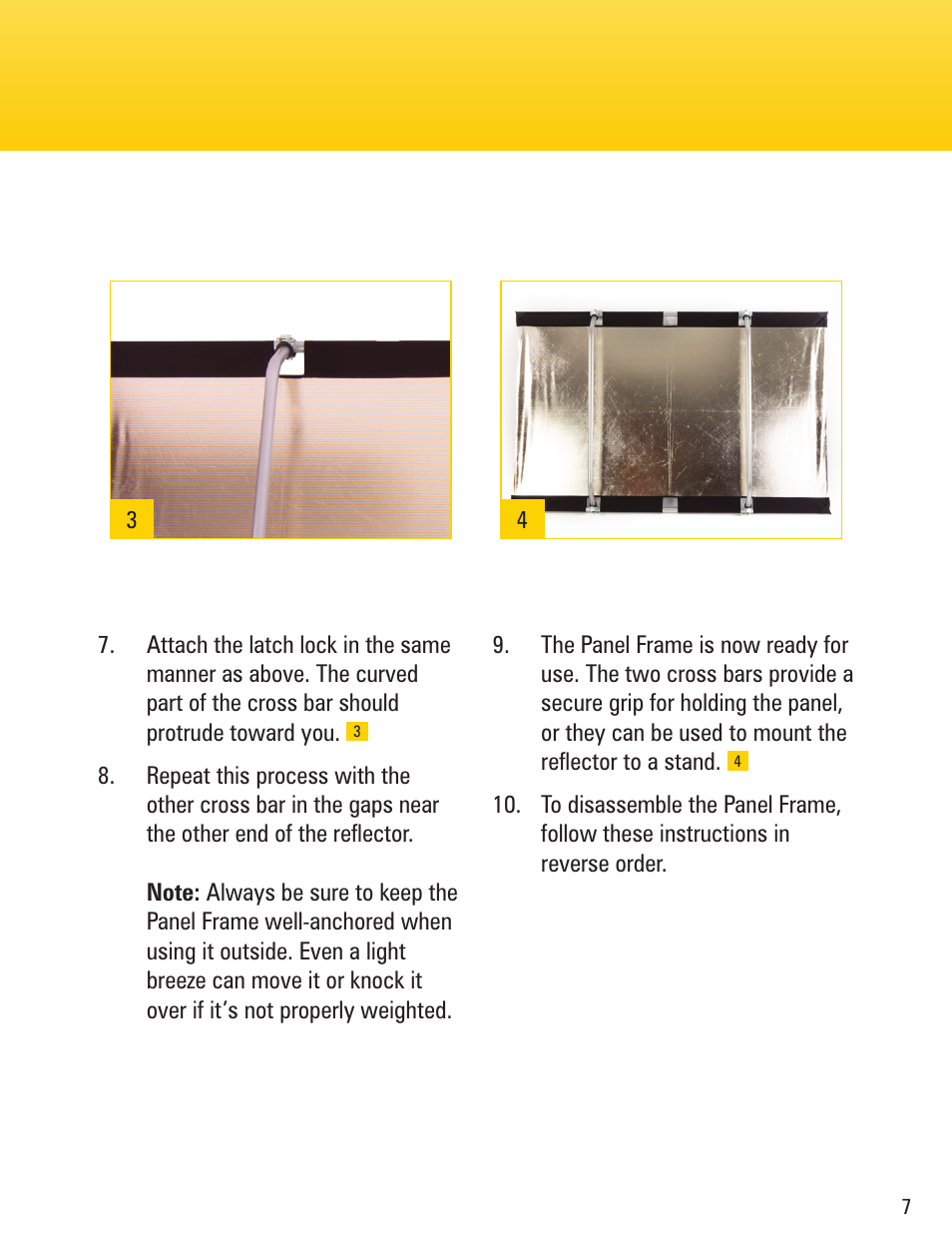 Impact Panel Frame Reflector Kit - Zebra Gold / Zebra Silver (59 x 82") User Manual | Page 7 / 8