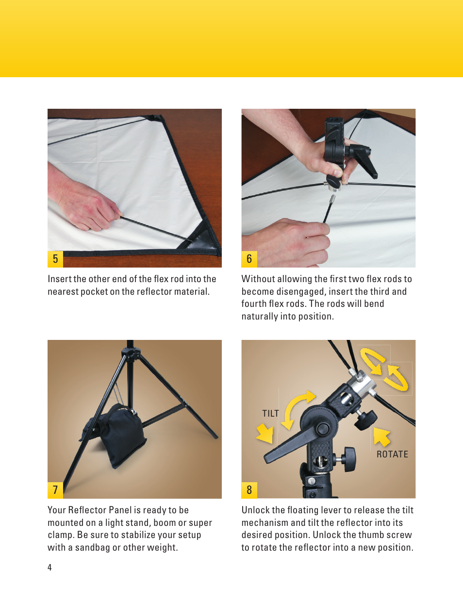 Do not edit or revise artwork, Page 4 page 5, Disassembly instructions | For approval before final production, Forward your proofs | Impact Reflector Panel (28 x 39") User Manual | Page 4 / 8