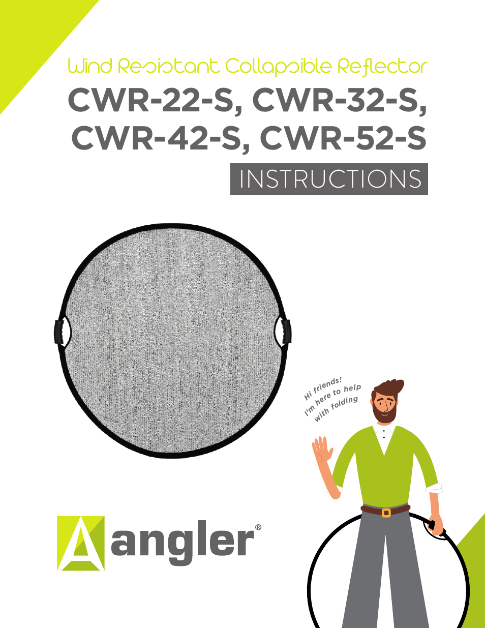 Angler Wind-Resistant Collapsible Reflector (Silver, 42") User Manual | 4 pages