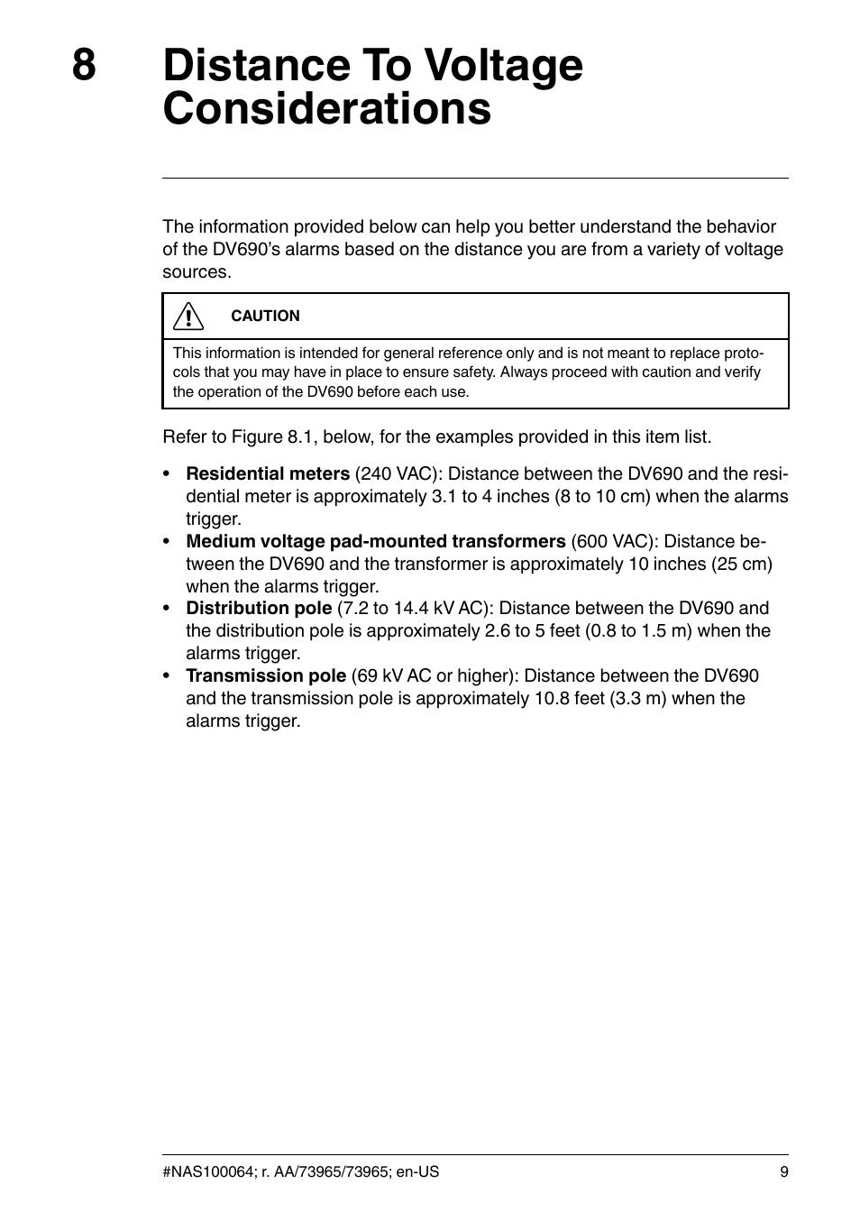 8 distance to voltage considerations, Distance to voltage considerations, Distance to voltage considerations 8 | FLIR Extech DV690 Non-Contact High-Voltage Detector User Manual | Page 11 / 18