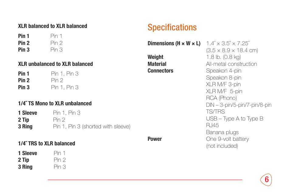 Specifications | Kopul CBT-12 - 12-in-1 Cable Tester User Manual | Page 7 / 8