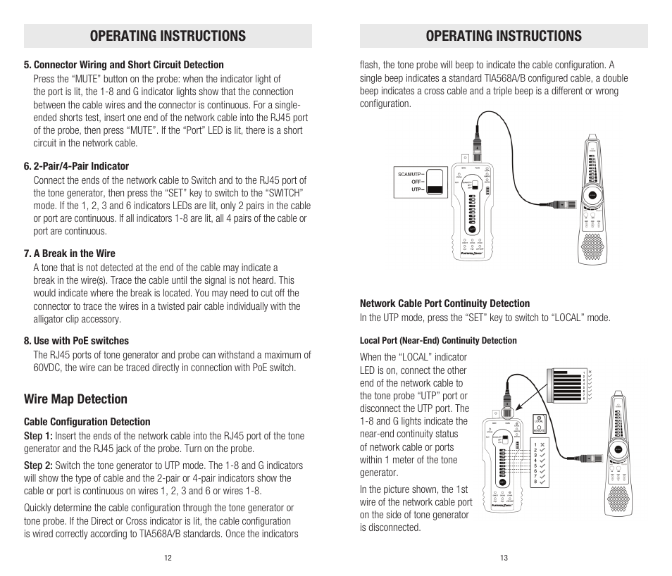 Operating instructions | Platinum Tools TDG310K1C Digital Tone and Probe Kit User Manual | Page 7 / 11