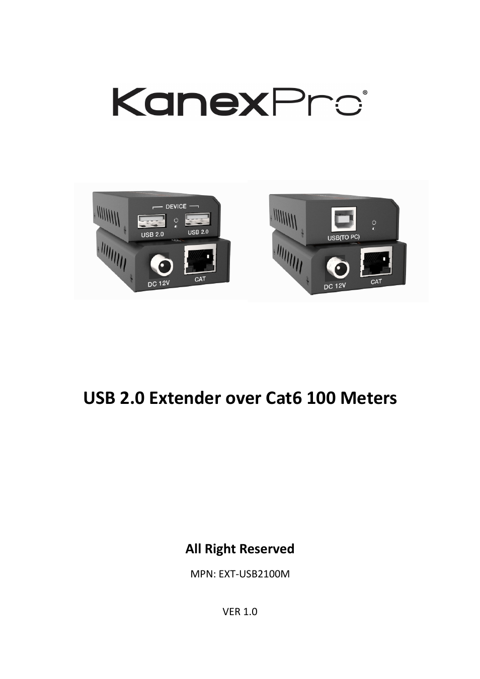 KanexPro USB 2.0 Extender Kit (328') User Manual | 8 pages