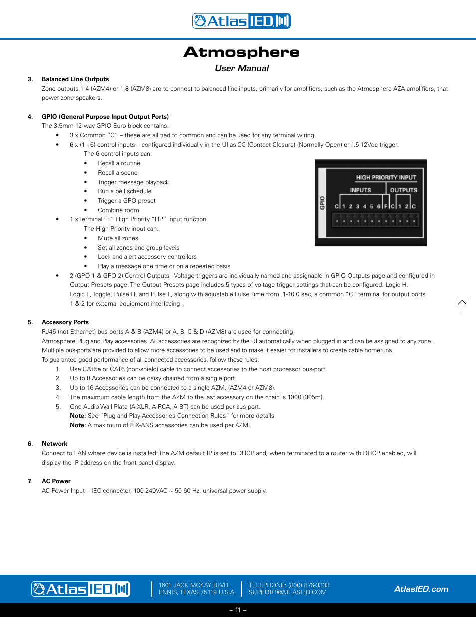 Atmosphere, User manual | Atlas Sound Atmosphere C-ZSV Zone, Source, and Volume Wall Controller (Black) User Manual | Page 11 / 79