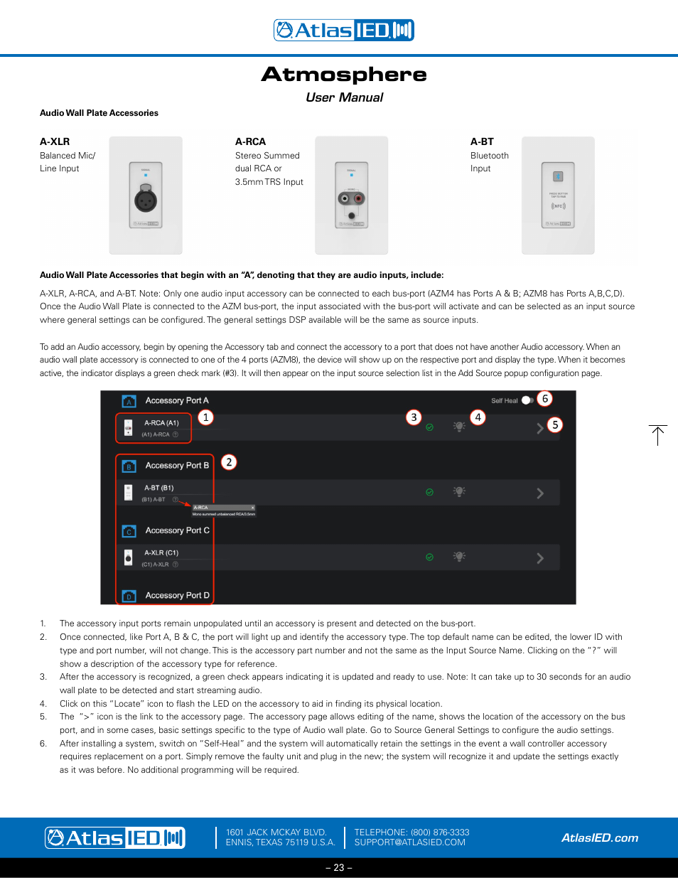 Audio wall plate accessories (sources), Atmosphere, User manual | Atlas Sound Atmosphere C-ZSV Zone, Source, and Volume Wall Controller (Black) User Manual | Page 23 / 79