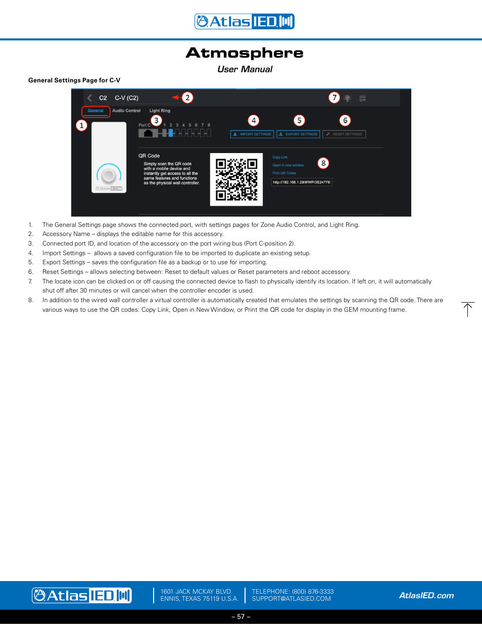 C-v general settings, Atmosphere | Atlas Sound Atmosphere C-ZSV Zone, Source, and Volume Wall Controller (Black) User Manual | Page 57 / 79