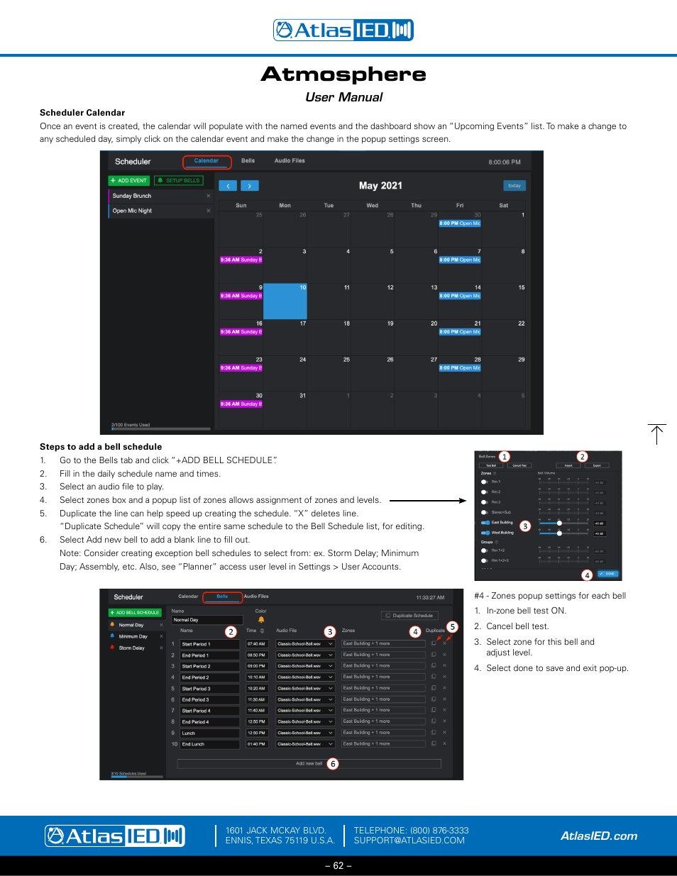Calendar-bells, Atmosphere, User manual | Atlas Sound Atmosphere C-ZSV Zone, Source, and Volume Wall Controller (Black) User Manual | Page 62 / 79