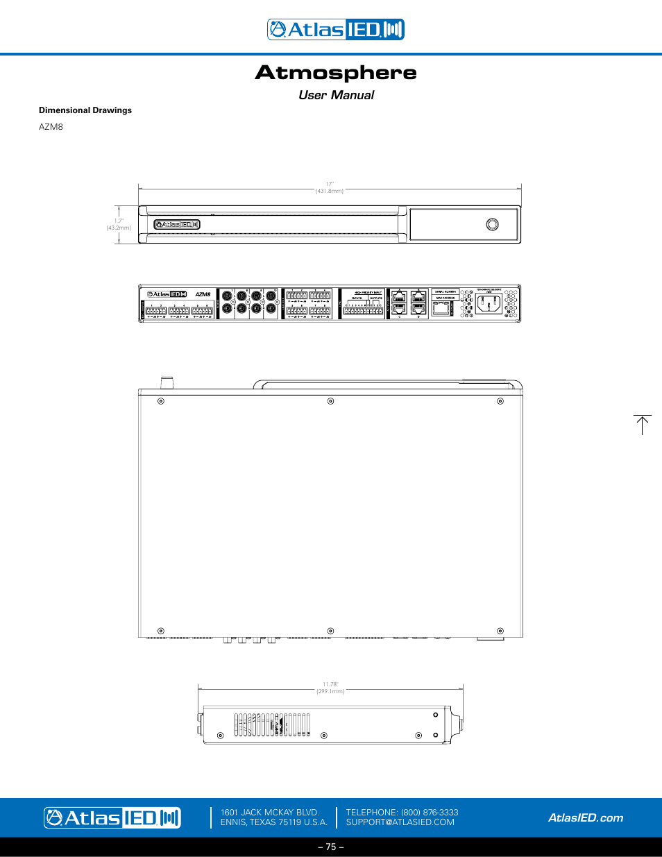 Atmosphere, User manual | Atlas Sound Atmosphere C-ZSV Zone, Source, and Volume Wall Controller (Black) User Manual | Page 75 / 79